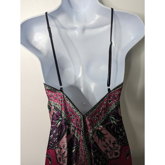 Vintage Y2K Boho Paisley Slip Dress Pink Black Handkerchief Hem Spaghetti Strap - Picture 7 of 10